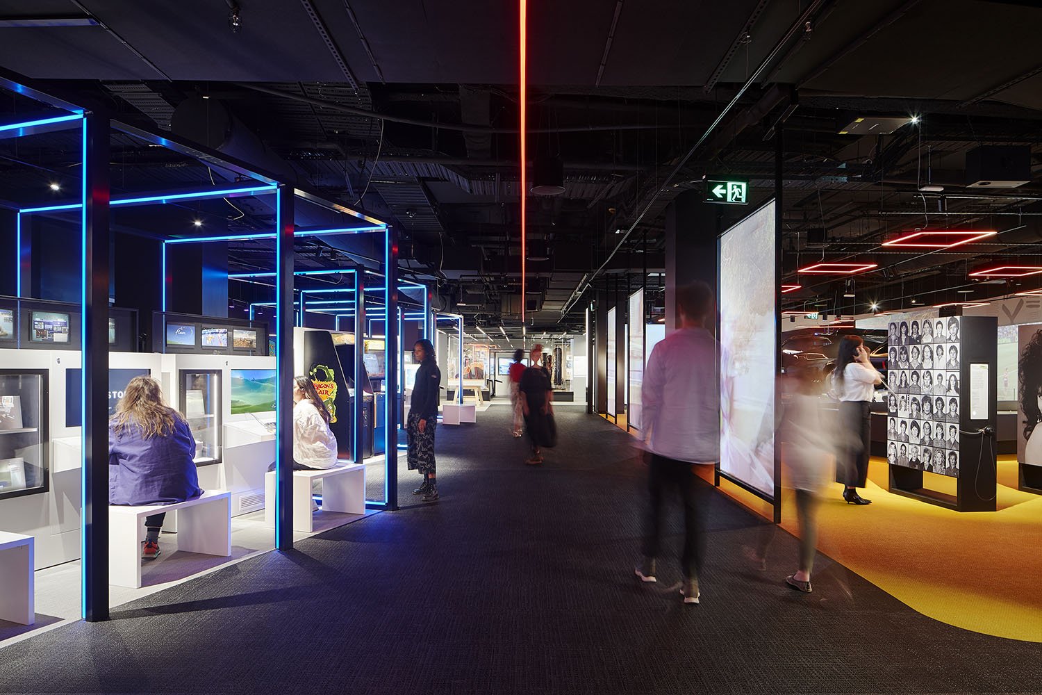 Visitors in the Games Lab & Moving Australia sections of The Story of the Moving Image (photograph by Shannon McGrath)