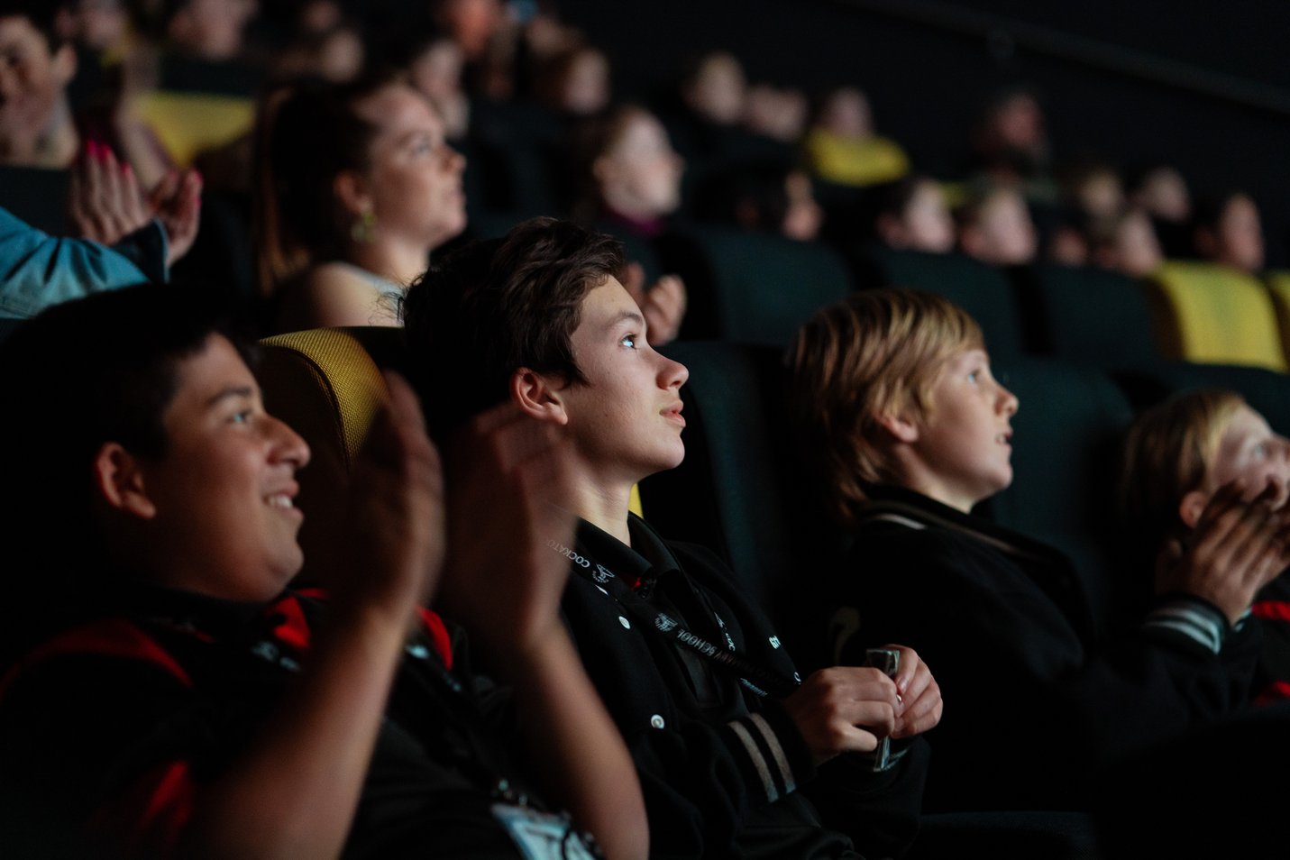 Students in ACMI cinema 2 look at the screen with delight Students in ACMI cinema 2 look at the screen with delight