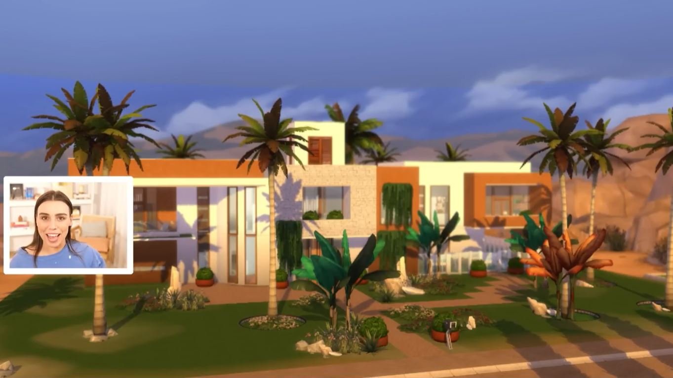 An image of a livestream from simmer deligracy that shows her explaining the transformation of a mansion into something more modern.