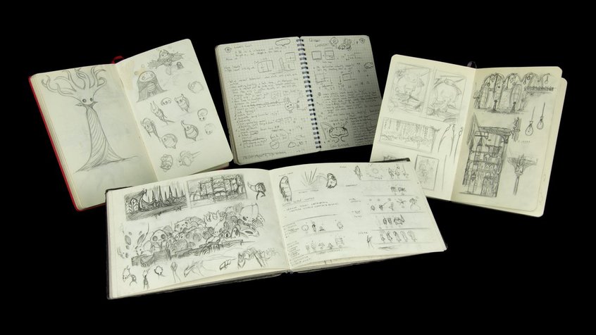 Hollow Knight development sketchbooks