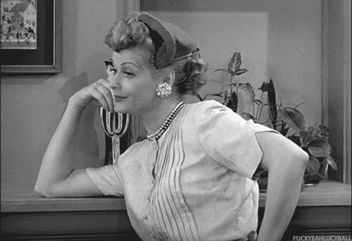Gif from classic black and white TV show I Love Lucy