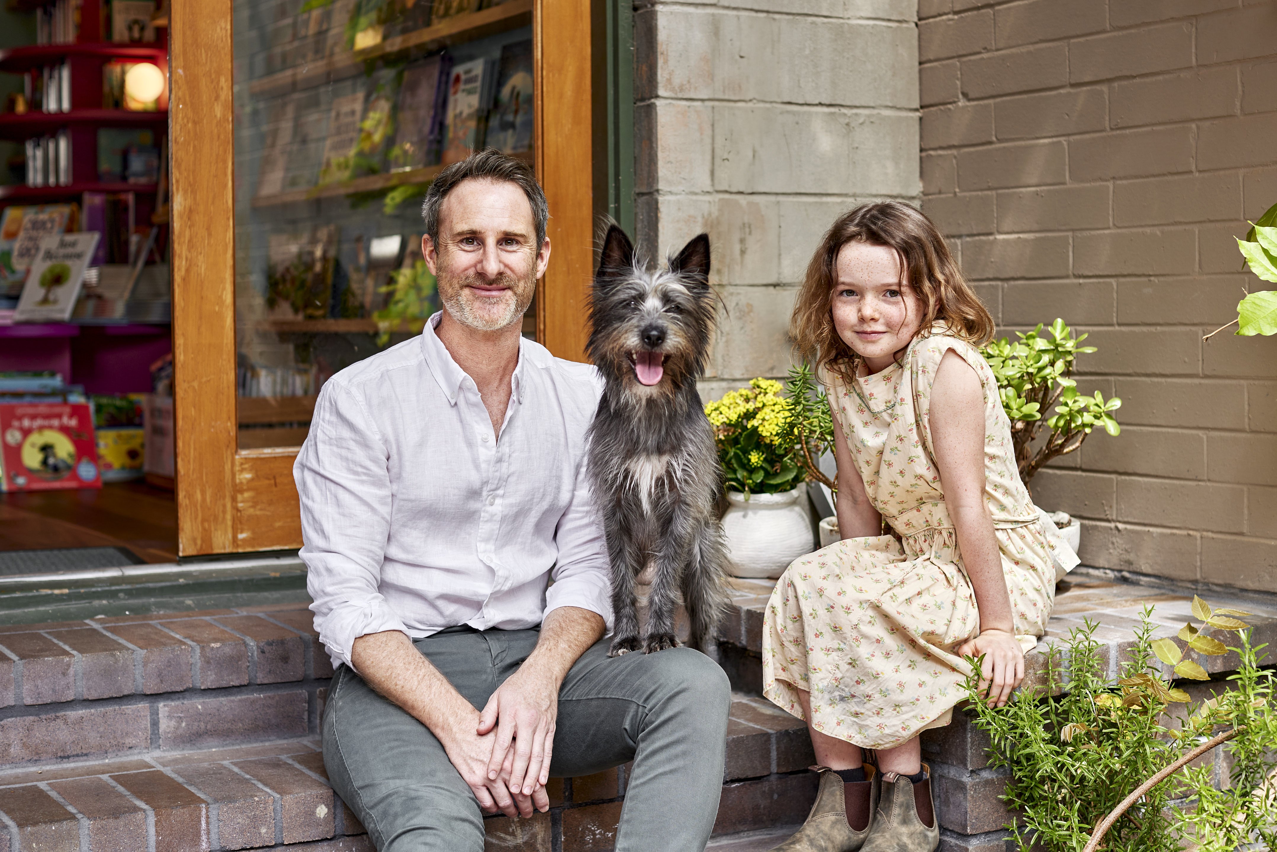 RUNT Author Craig Silvey with Lily LaTorre (Annie) and Squid (Runt) in the middle