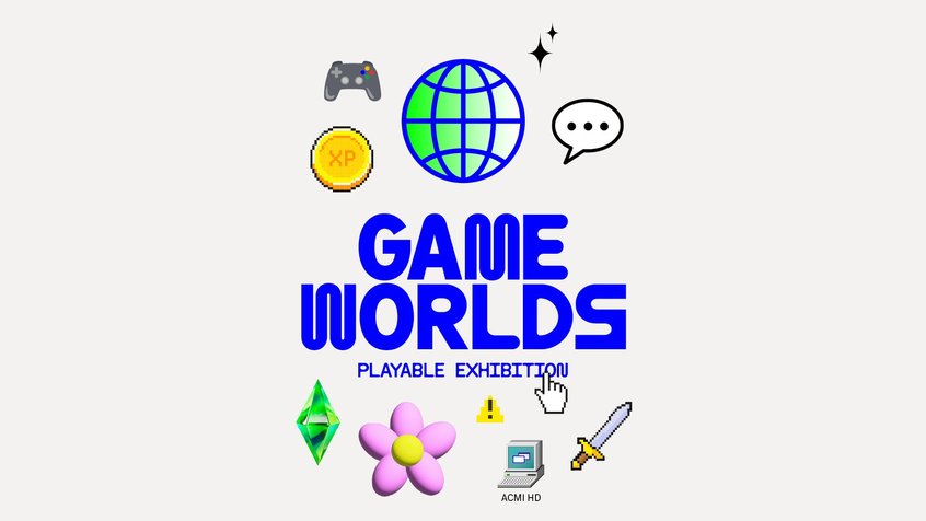 Game worlds hero designed image with game logos