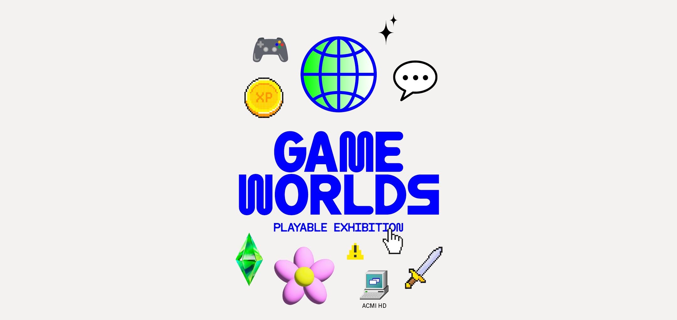 Game worlds hero designed image with game logos