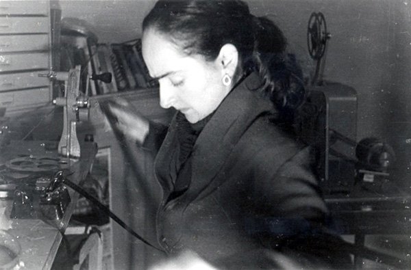 Norma Disher editing with the WWF Film Unit. (Image: NFSA)