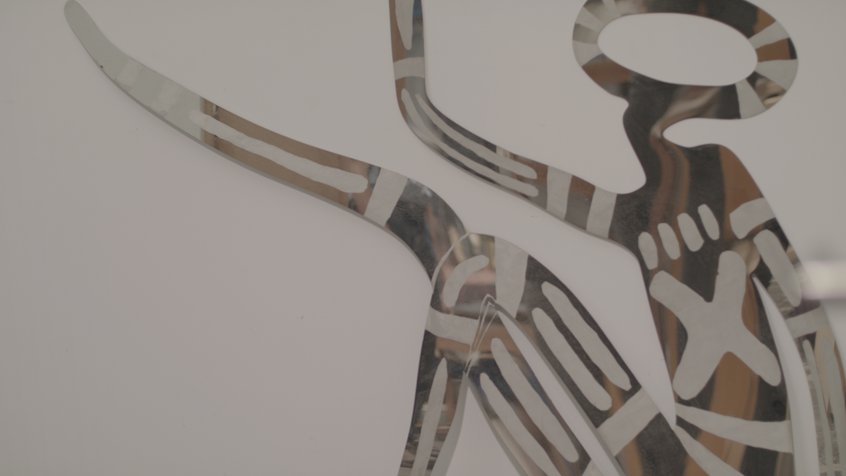 Closeup of Vicki Couzens reflective artwork