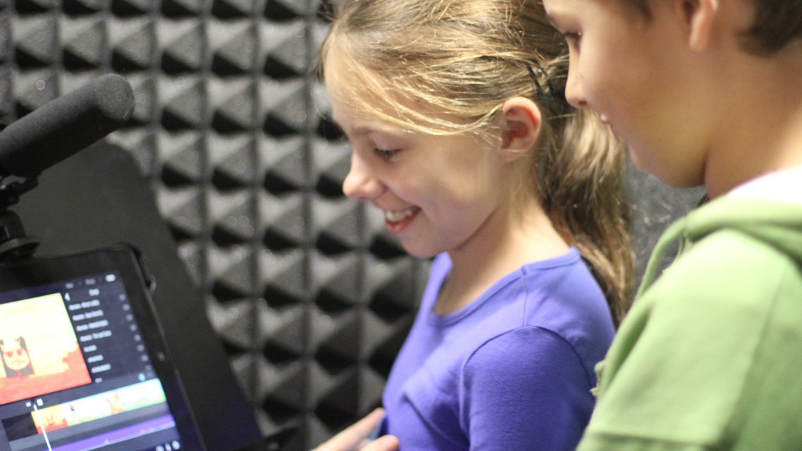 Sound booth students