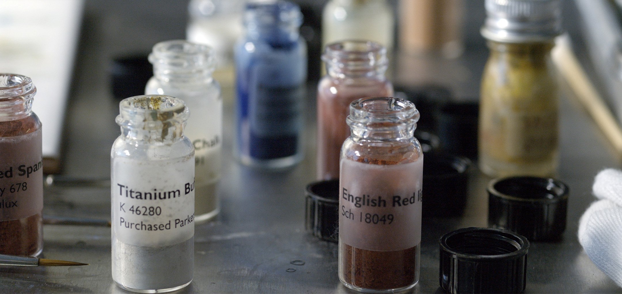 Pigments for retouching. Still from 'Darling Darling' by Gabriella Hirst 2020 IPMIC Commission
