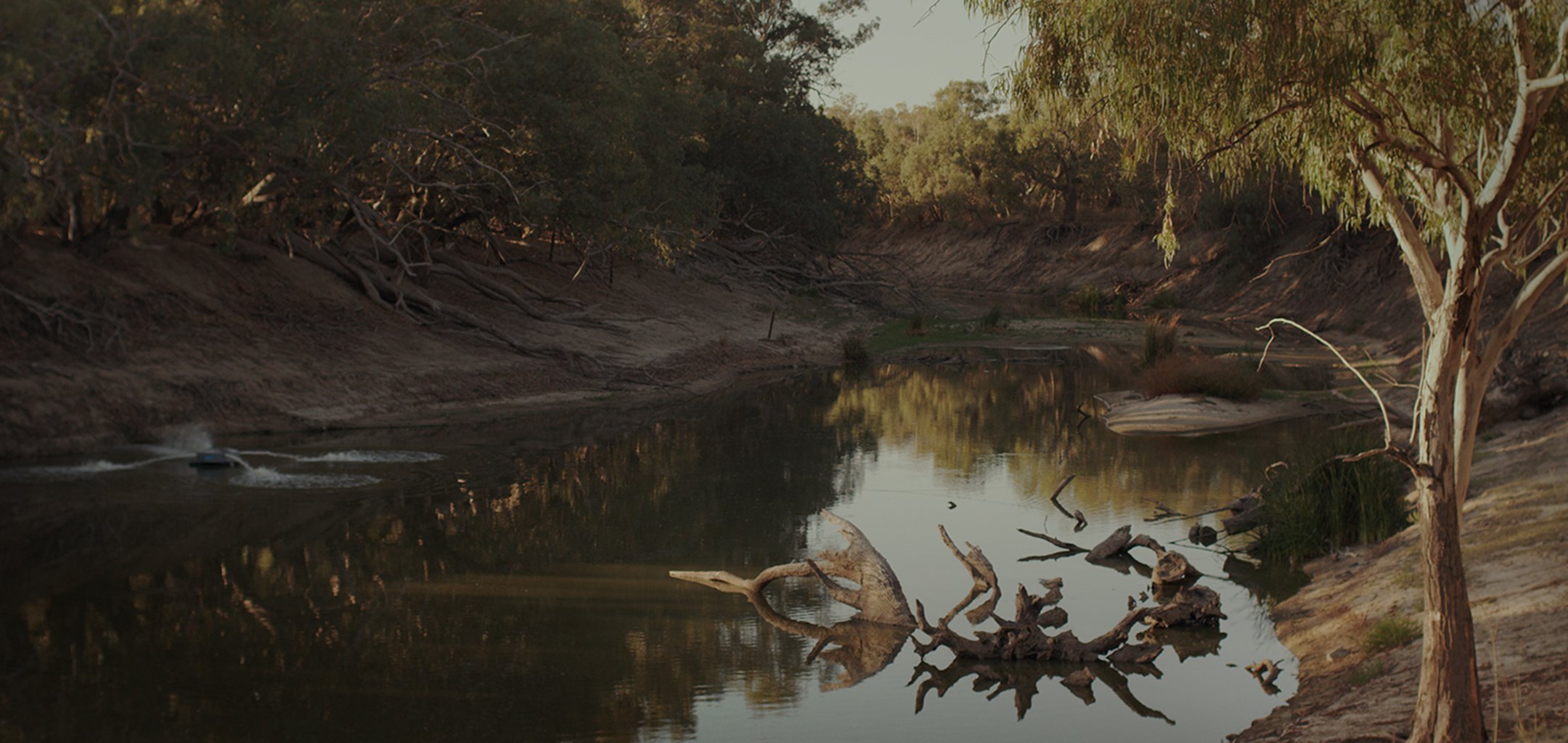 Barka-Darling, weir 32, Barkandji country. Locals have installed an oxygenating water pump in efforts to rescue dwindling fish populations.