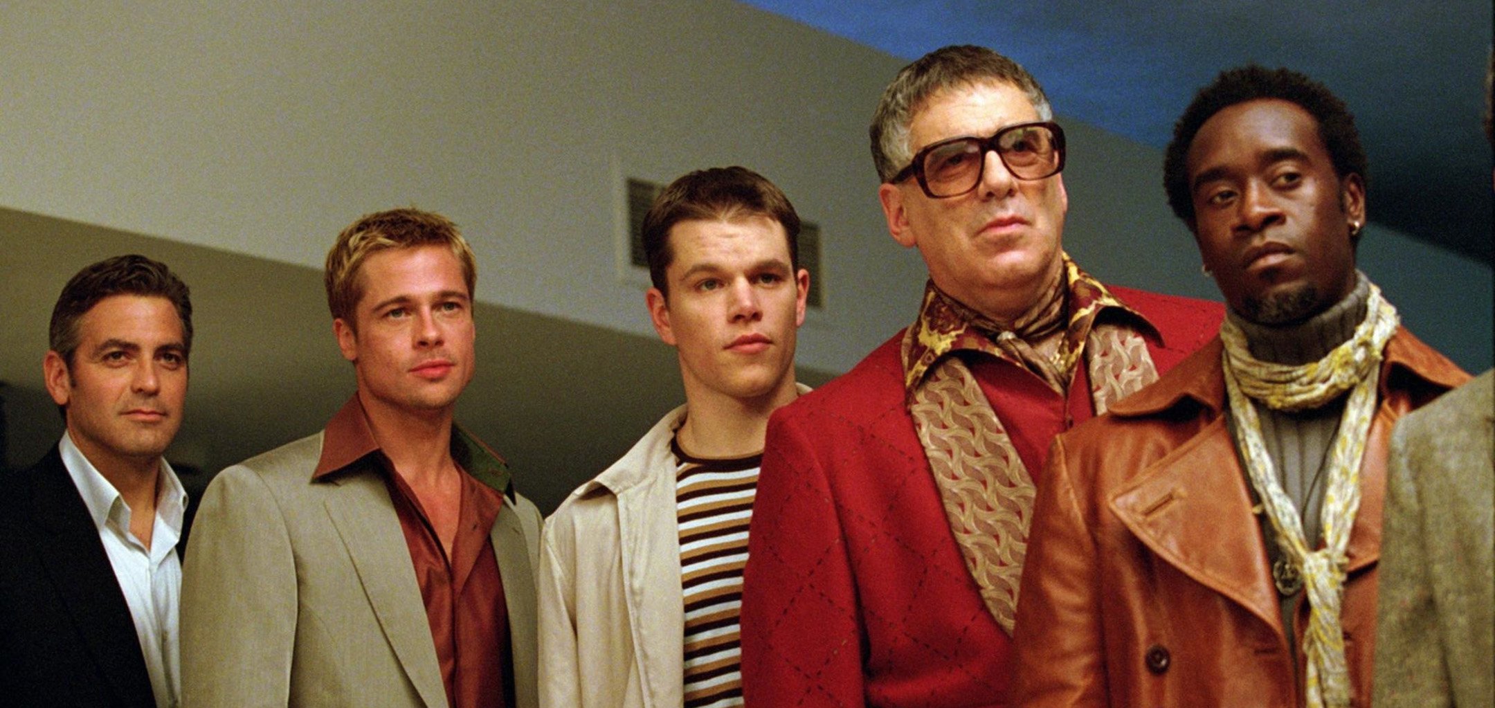 George Clooney, Brad Pitt, Matt Damon, Elliott Gould and Don Cheadle in 'Oceans 11' (2001)
