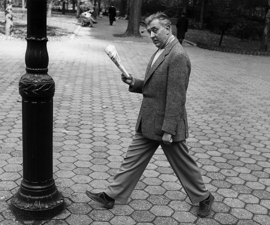 Jacques Tati about to run into a pole