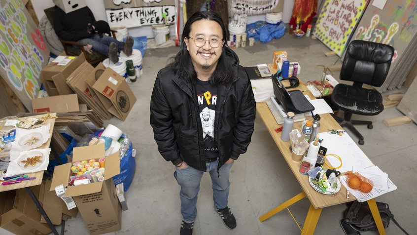 Artist Jason Phu in his studio
