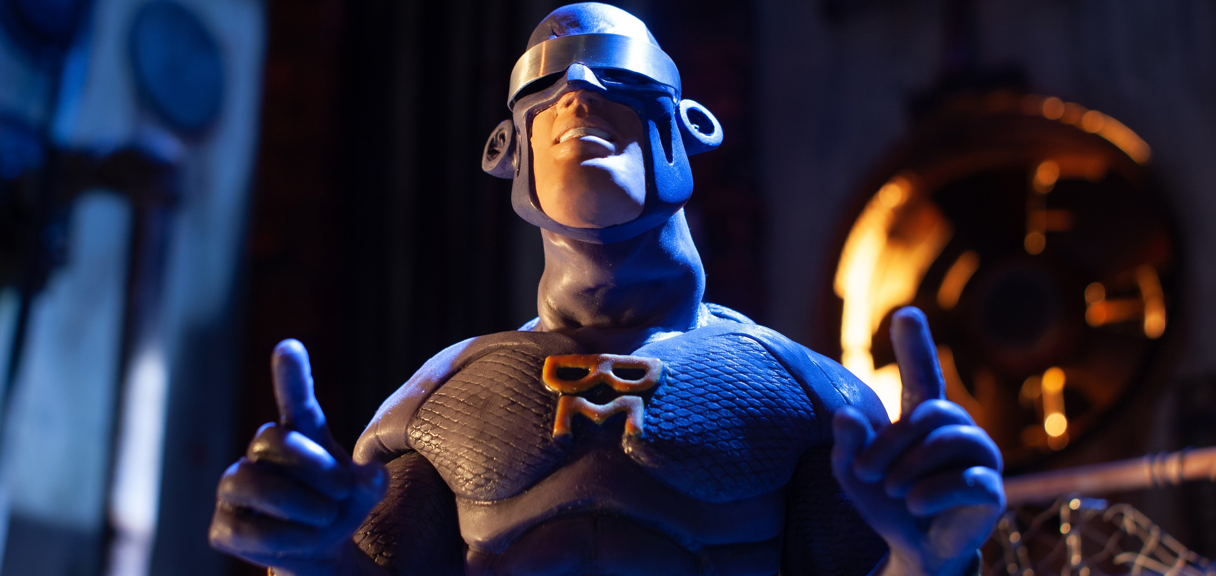 Stop motion superhero. Still from 'Meanwhile, At The Abandoned Factory…' by Michael Cusak