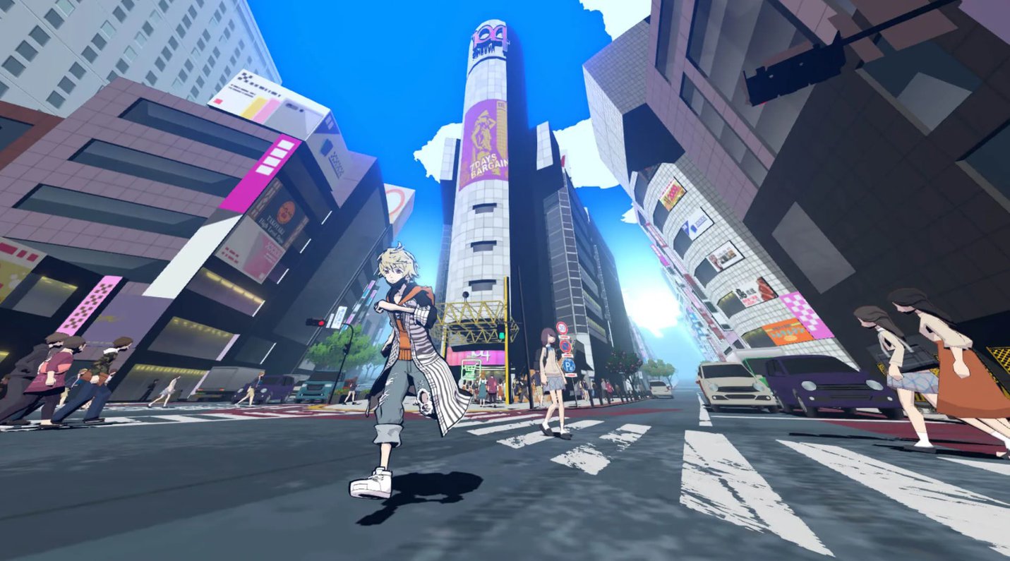 Running through the city - screenshot from 'Neo: The World Ends With You' (2021)