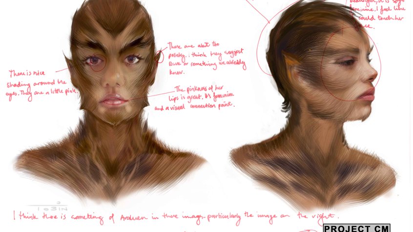 Cleverman concept art with feedback from Jacob Nash