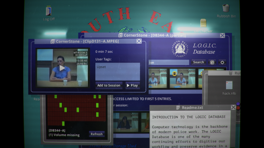 Her Story game screenshot of virtual desktop