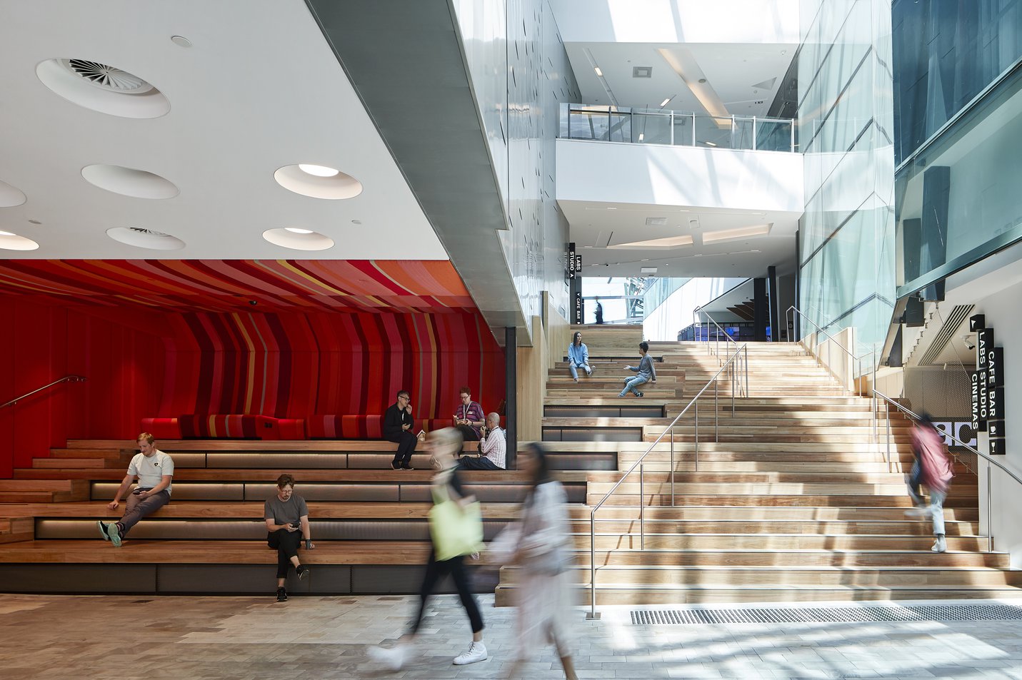 ACMI entrance with staircase and lounge area
