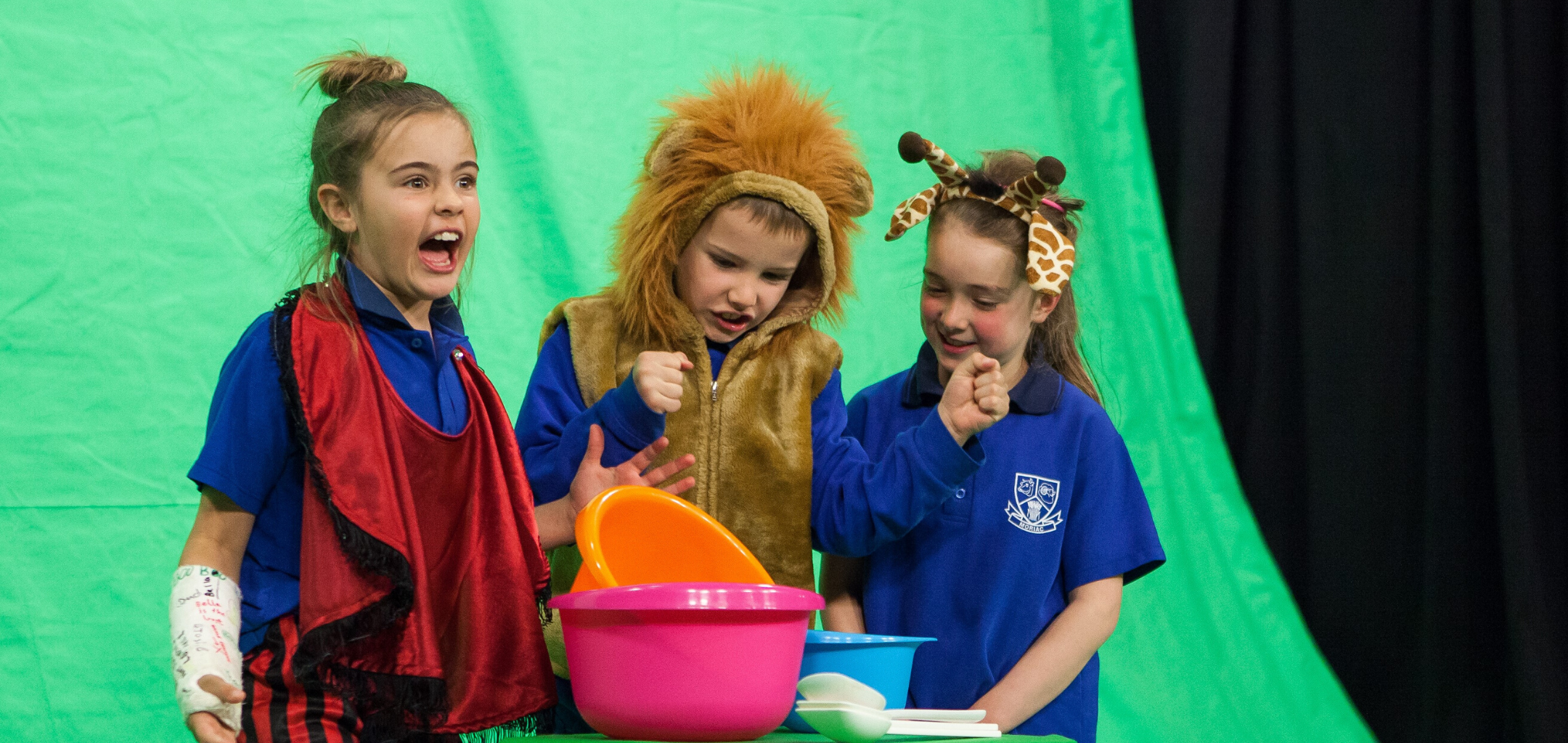 Students on green screen 2160 x 1023