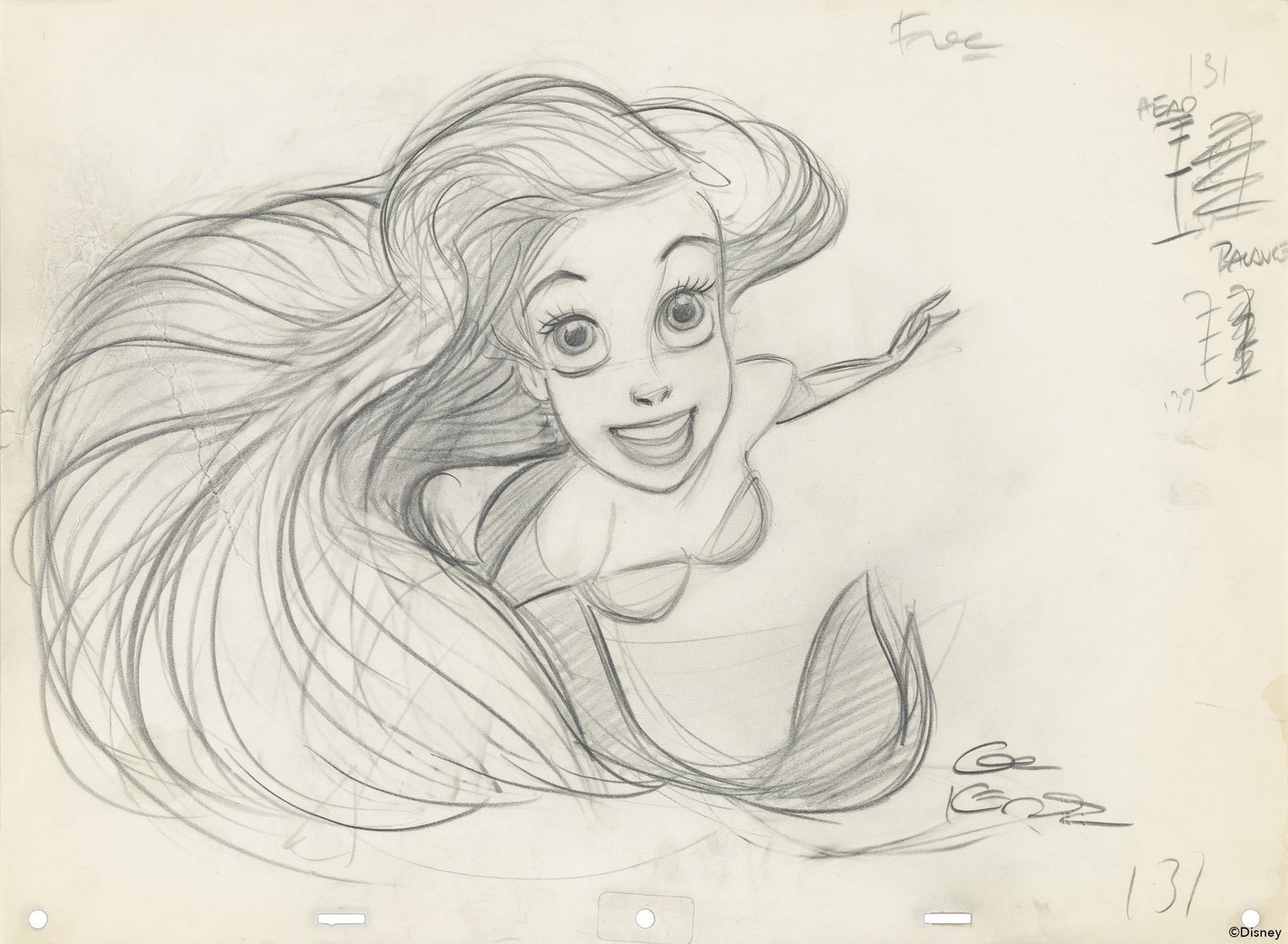 The Little Mermaid (1989) Glen Keane, Rough animation drawing, Graphite on paper.jpg