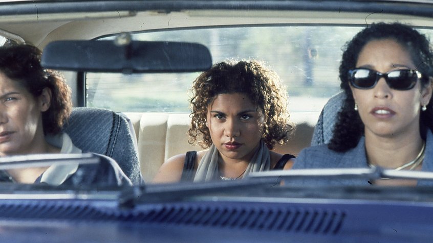 Trisha Morton-Thomas, Deborah Mailman and Rachael Maza ride in a car in 'Radiance' (1998)