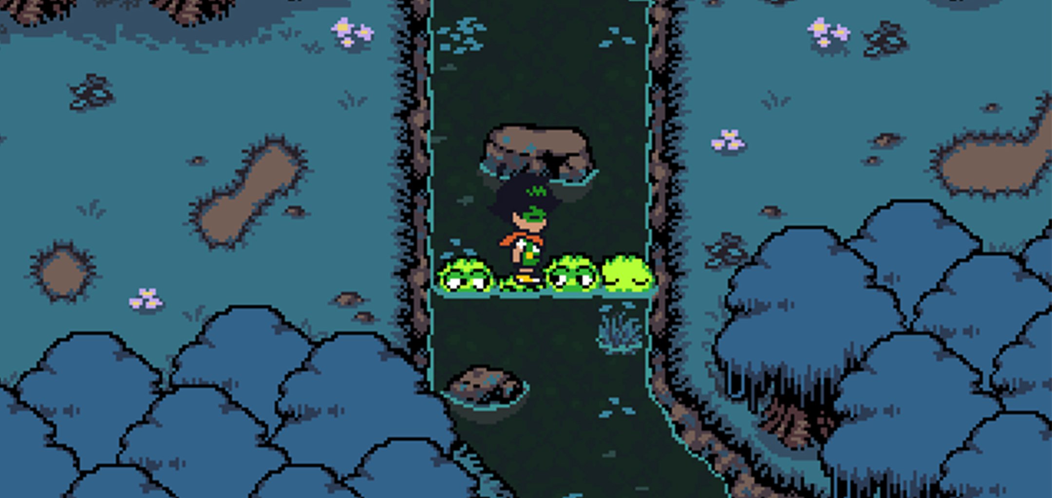 Protagonist crossing a river - screenshot from Spiritwell (TBC) david Chen