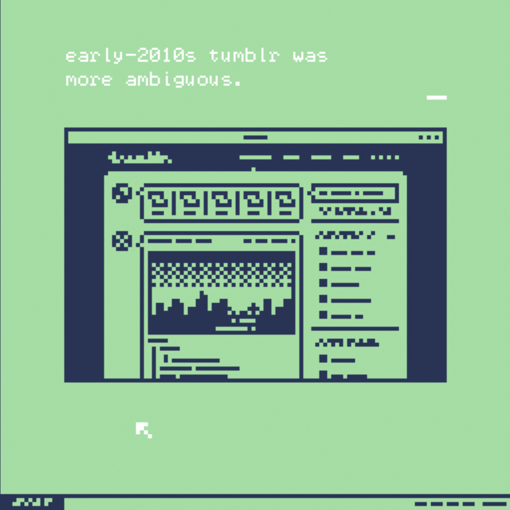 'Early 2020s Tumblr was more ambiguous' - screenshot from 'TOPOGRAPHY' (2020) Cecile Richard