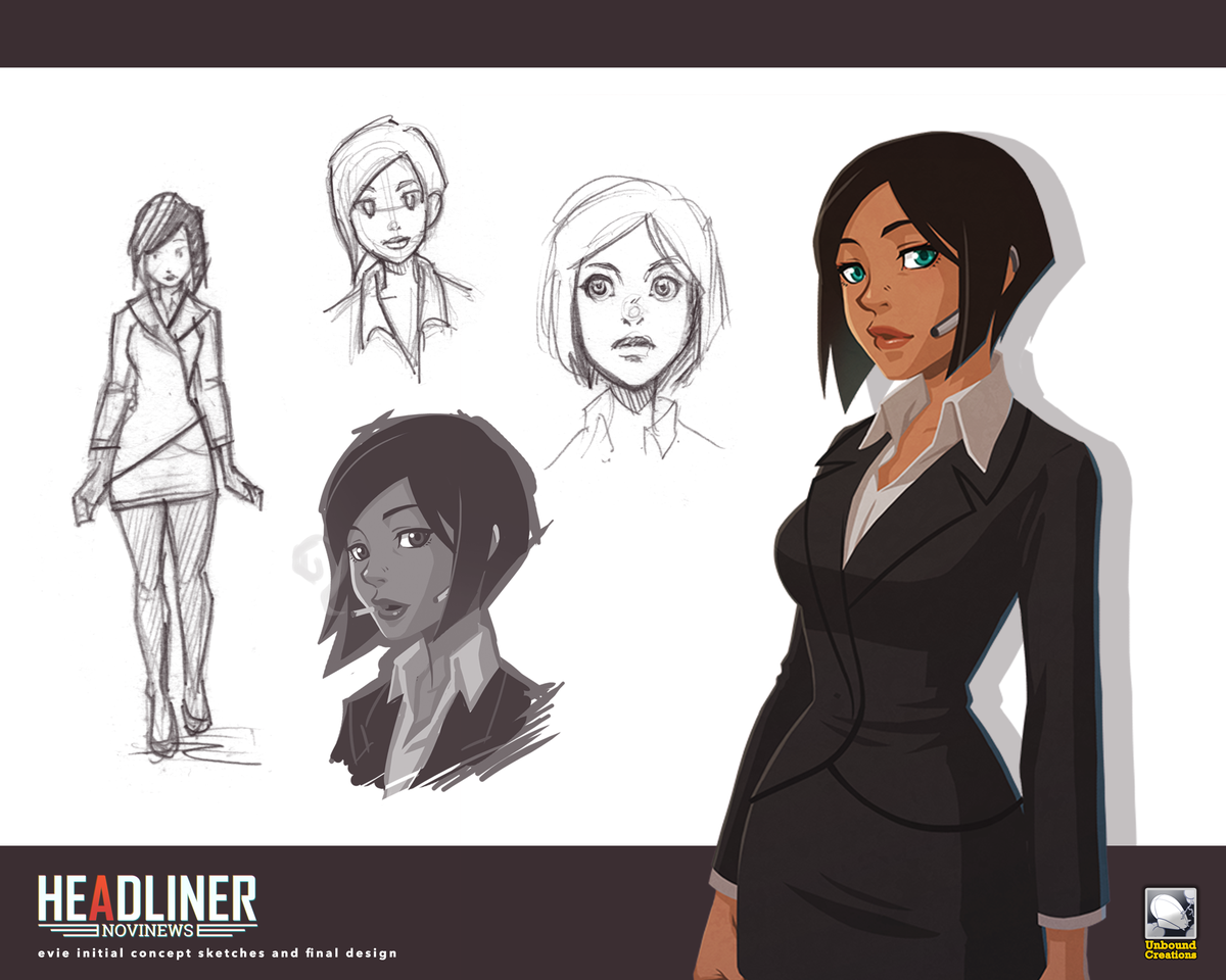 Headliner Novinews concept art of Evie character ACMI